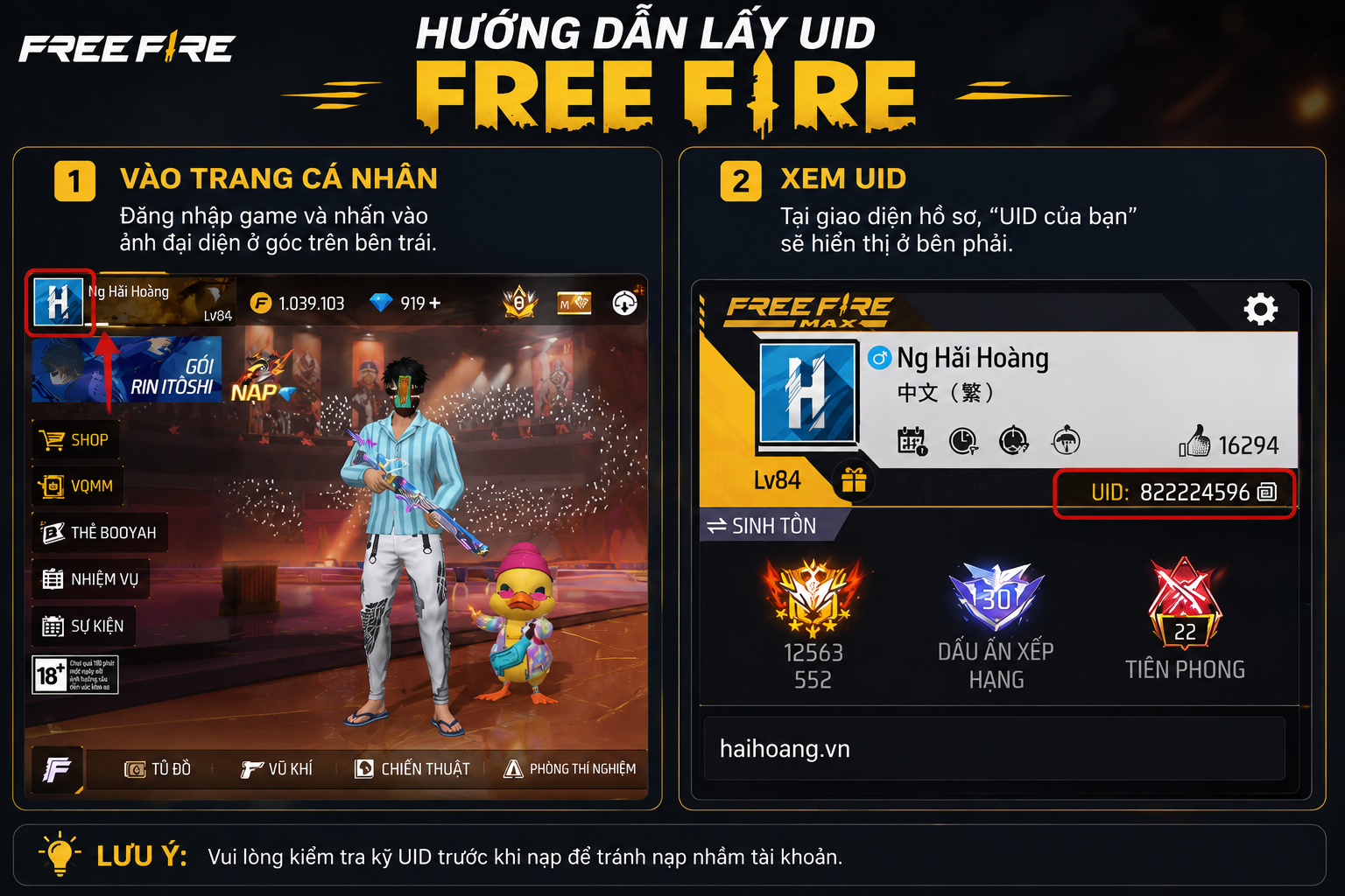 Hướng dẫn lấy UID Free Fire Việt Nam